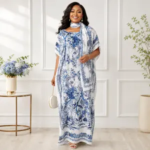 [MOOMOO] MuuMuu SummerDress Women's Floral Patterns Print Cape Shawl & Scarf Set, Elegant Beach Cover-Up For Holiday Vacation, Swimsuit Cover Up. Chic Geometric Print Casual Robe Set,  Beach Sun Protection Satin Silk Shawl.016