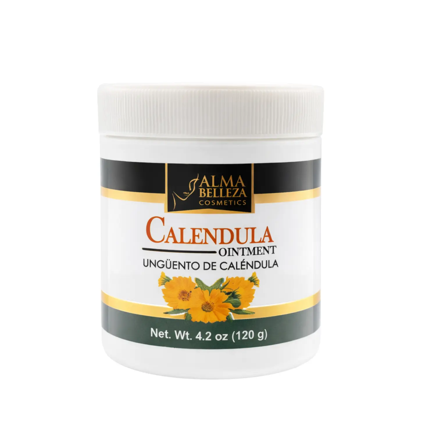 Alma Belleza Calendula Flower Ointment Cream - 4.2oz (120g) Natural Skincare Moisturizer for All Skin Types, Deep Hydrating, Soothing Repairing, Body Care, Nourishing, Revitalizing, Infused with Calendula Oil