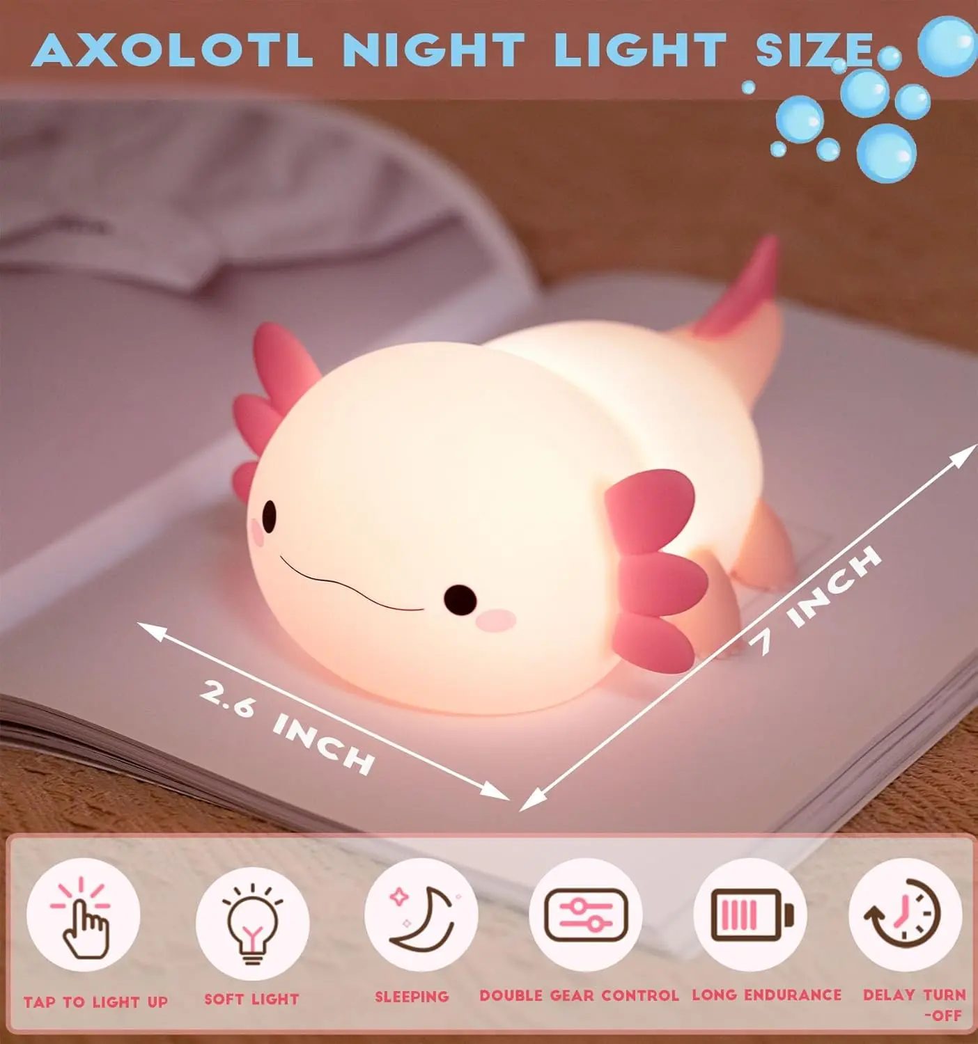 Capybara / Axolotl / Fox Cute Silicone Nursery Lamp – BPA-Free