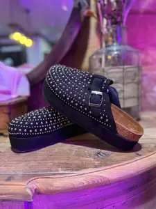 Rivet Platform Clog with Studded Design and Comfortable Cork Sole for Everyday Wear