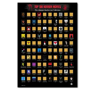 Top 100 Horror Movies Scratch Off Poster - Gifts for Him - Horror Merch wall  art