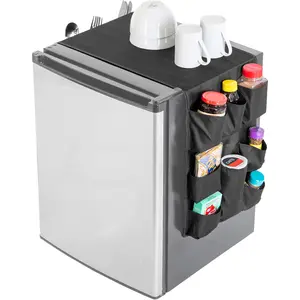 Smart Design Mini Fridge Organizer with 12 Pockets - Durable Polyester Material - Stores Pantry Items, Cutlery, Utensils, Bottles, Plates, & More - Home and Dorm Organization - 53.5 X 12 Inch - Black Smart Design