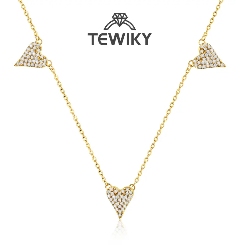 TEWIKY Women's Dainty Gold Necklace - Cute Tiny Open Heart Pendant Choker, Jewelry for Women, Cute Necklaces, Ideal Birthday & Mother’s Day Gift for Her