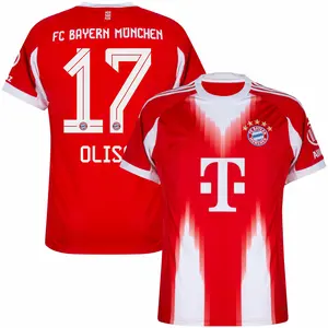 Unisex Soccer Bayern Munich League  Team #17OLISE Playoffs 2026 Home On Field Jersey - Red