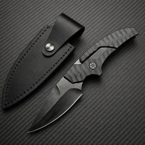 Tactical Cleaver Knife - Heavy-Duty Compact Outdoor Folding Tool with 8Cr13 Steel Blade, 9.8cm, 154g, 3.33mm, Waterproof Sheath, ABS Handle, Peeling/Whittling Functions, Portable for Camping, Survival, Fighting, Adult Knives