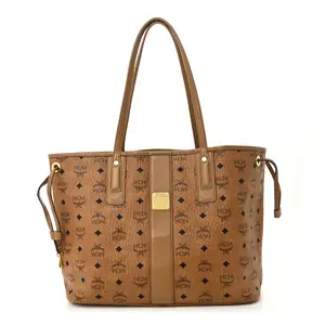 Pre-owned MCM Visetos Coated Canvas Shoulder Bags Visetos Medium Liz Reversible Shopper Tote Cognac