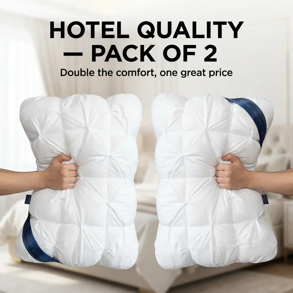Havnna Hotel Collection Deep Sleep Hotel Pillows - 2pcs/4pcs, Ergonomic Neck Support, Non-Collapse, Anti-Allergic, Breathable, Machine Washable for Side & Supine Sleepers