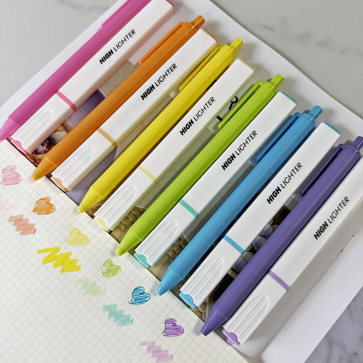 Highlighter & Gel Pen Set, 12pcs/set Retractable Colored Ink Gel Pen & Highlighter Pen, Smooth Writing Cute Aesthetic Pens Combo for Journaling, School & Set With Pen