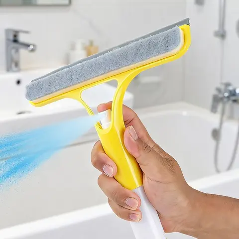 3 in 1 Window Cleaning Scraper, Squeegee and Scrubber with Spray – Multifunctional Household Glass Cleaner, Car Windshield Cleaning Tool, Lightweight Silicone Microfiber Wipe, 2026 New Upgraded Version