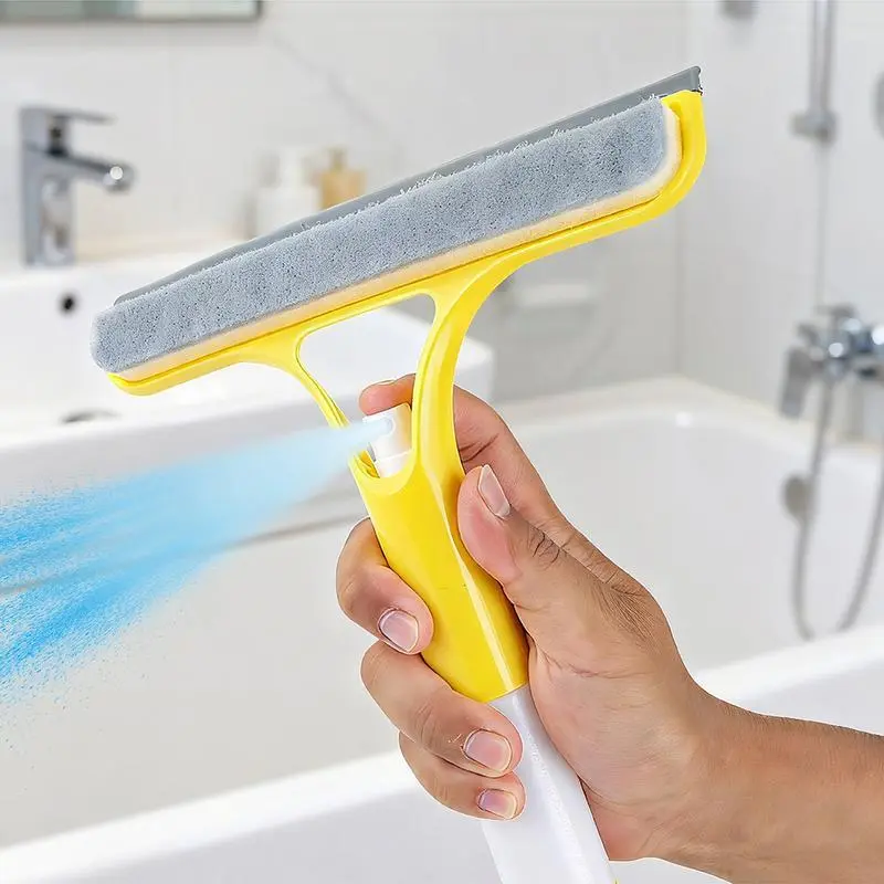 3 in 1 Window Cleaning Scraper, Squeegee and Scrubber with Spray – Multifunctional Household Glass Cleaner, Car Windshield Cleaning Tool, Lightweight Silicone Microfiber Wipe, 2026 New Upgraded Version