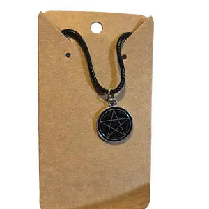 Unisex Pentacle Necklace Black & Silvertone