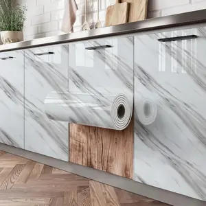 3D Marble Texture Thick Self-Adhesive Wallpaper Roll, Removable Insulated Wall Decor for Living Room Kitchen Bedroom, Easy Peel & Stick Decoration, Marble Pattern Wallpaper