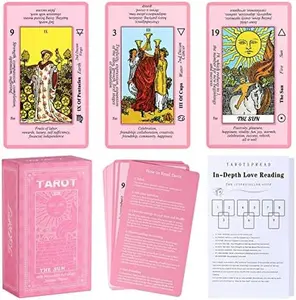 Pink Tarot Cards Deck Set for Beginners with Meanings On Them-Tarot Card with Guidebook-(Free Velvet Tarot Bag Pouch)