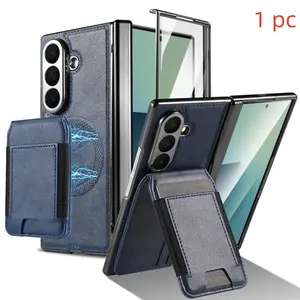 Luxury PU Leather Wallet Cellphone Protective Case for Samsung Galaxy Z Fold 7/6/5/4/3, Stand & Card Slots, Flip Cover Back Protection