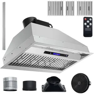 VEVOR Insert Range Hood,  900CFM 4-Speed, 30 Inch Stainless Steel Built-in Kitchen Vent with Touch & Remote Control LED Lights Baffle Filters, Ducted/Ductless Convertible, ETL Listed