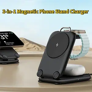 2026 Portable Fast Wireless Charging Station for Apple Devices, Magnetic 3-in-1 MagSafe Travel Charger Stand for iPhone 17/16/15/14/13/12 Pro Max Plus, Apple Watch & AirPods 4/3/2 Pro, Perfect Birthday & Festival Gift for Parents and Friends