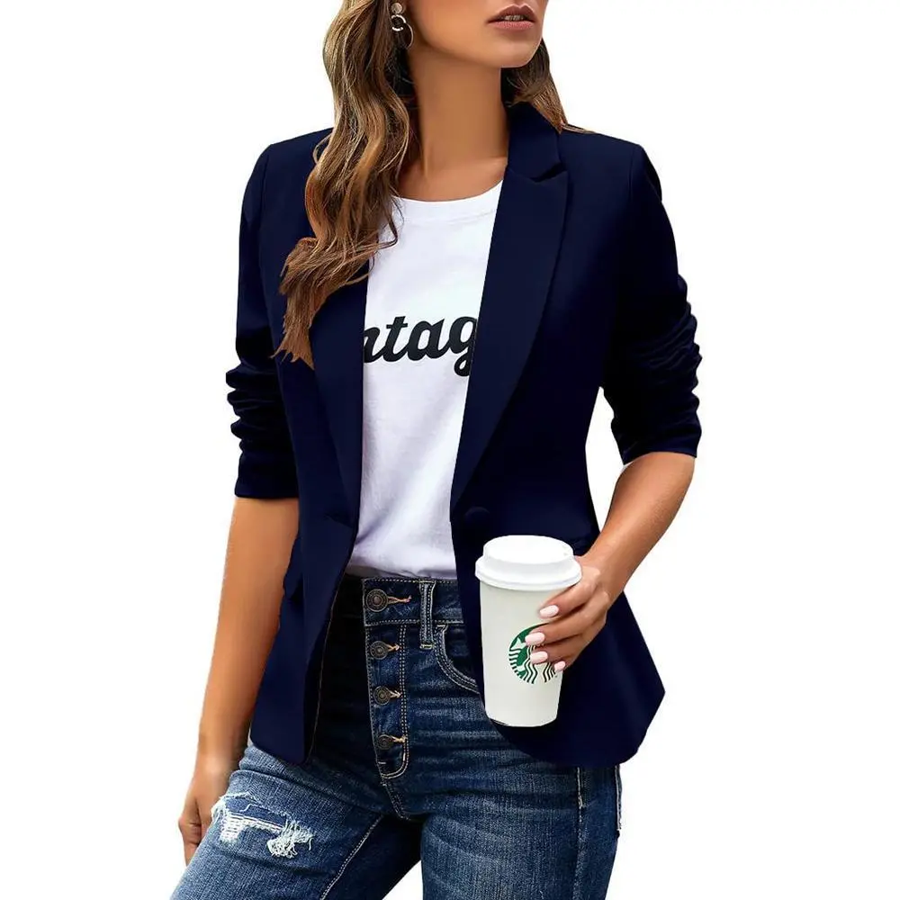Beotyshow Womens Casual Blazers Long Sleeve Lapel Button Slim Work Office Blazer Jacket