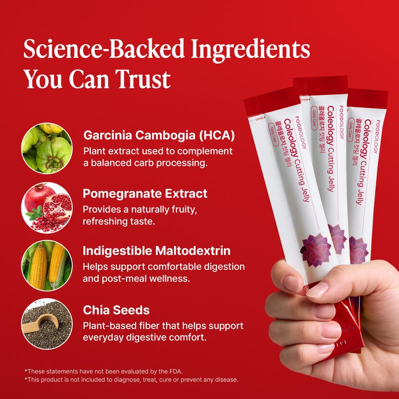 [FOODOLOGY] Coleology Cutting Jelly Balance Daily Diet, Providing Satisfying Fullness, Supports Carbohydrate Metabolism, Promotes Smooth Digestion-1 Pack of 10, Refreshing Pomegranate Flavor Contains Garcinia Cambogia, Chia Seeds Collagen, Hyaluronic Acid