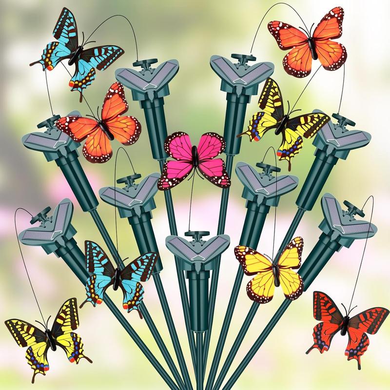 9 Pcs Solar Flying Butterflies Moving Fluttering Butterflies Waterproof Garden Stakes Decorations for Home Yard Pathway Garden Landscape Outdoor Indoor Centerpieces Decorations