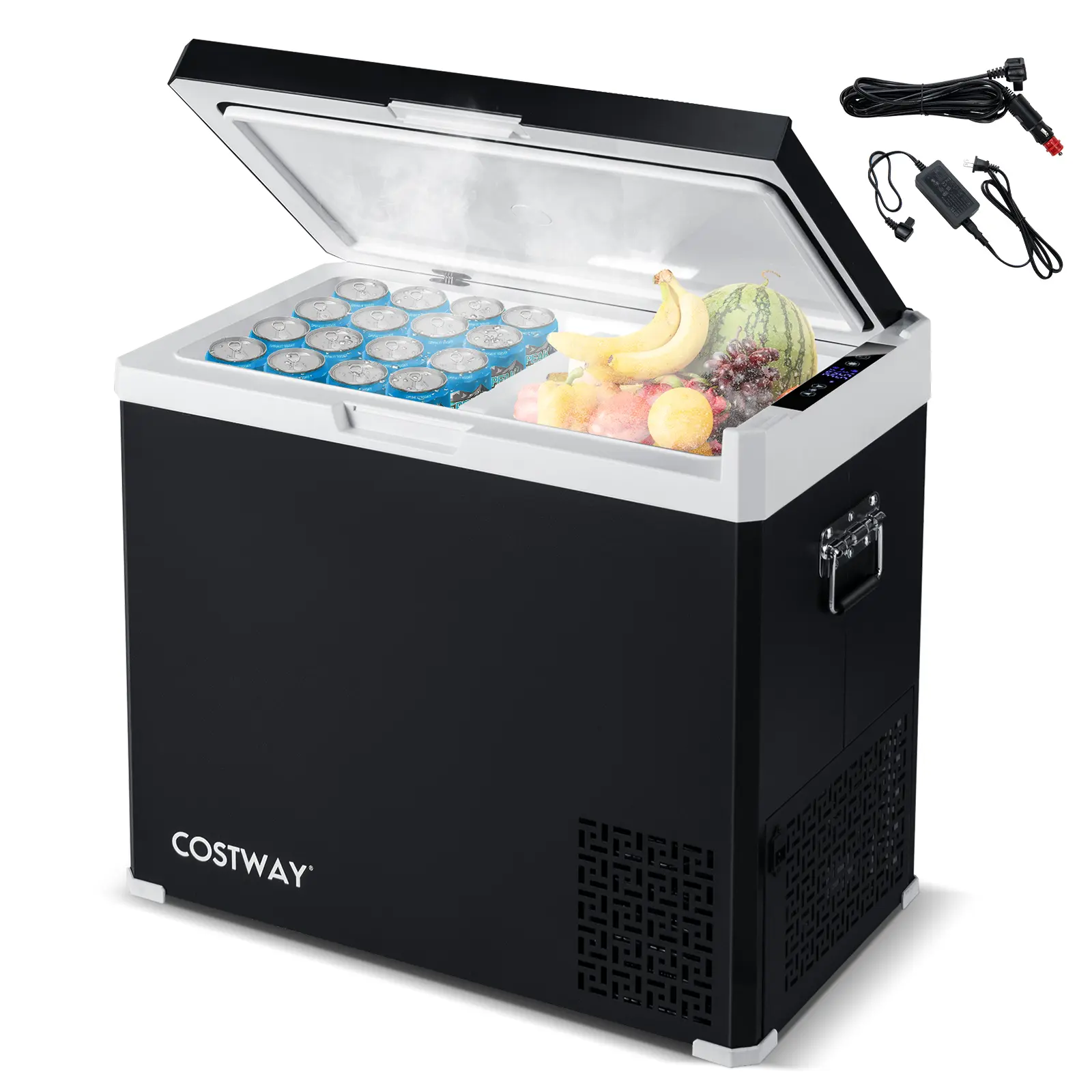 COSTWAY - Rapid-Cool 12V Car Refrigerator 53QT Dual Zone Fridge Freezer