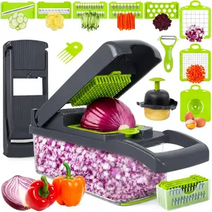 15-in-1 Vegetable Chopper & Multifunctional Slicer | 8 Blades Onion Cutter, Salad Dicer & Cheese Grater Kitchen Fast Meal Prep