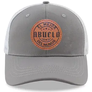 El Mejor Abuelo Del Mundo Trucker Hats For Men, Adjustable Cotton Leather Patch Grandpa Snapback Baseball Cap