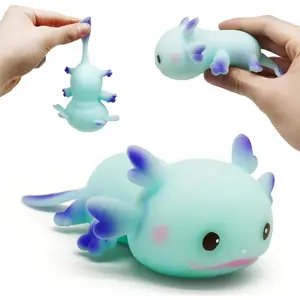 ZTATU Axolotl Squishy Toys Stress Balls for Adults (1PCS) Salamander Squishy Dough Ball, Sensory Toys Fidget Balls, Stress Relief Toy Party Favors Axolotl Gifts, Easter Basket Stuffers. (Blue)