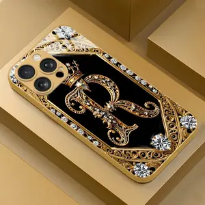 Luxurious Diamond-Encrusted Vintage Crown-Style Phone Case, Electroplated Glass, Drop-Proof, Fingerprint-Resistant, Skin-Friendly Mobile Accessory Compatible with iPhone 11-17, Multiple Brand Models – Great Gift for Friends, Accessories