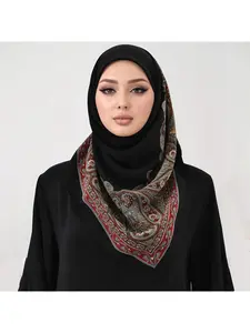 European and American new print cashew border crystal chiffon large versatile fashion scarf for women in spring, summer, and autumn.