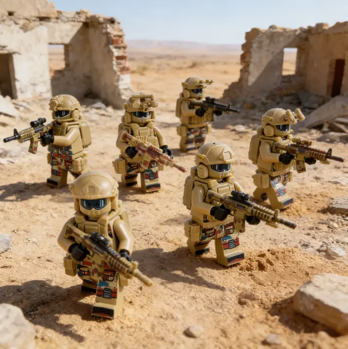 6 Pcs Military Soldiers Minifigures DIY Building Block Kit Compatible with Major Bricks, Build Your Own Army Men Figures with Tactical Gear for Dioramas, War Games, Display, Birthday Party Favors & Gifts