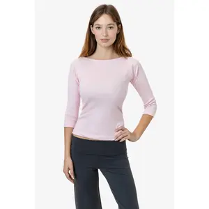 43044 - Baby Rib 3/4 Sleeve Boatneck Top