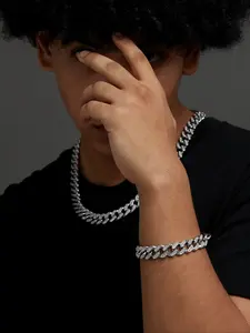 Elegant Stainless Steel Hand Chain Bracelet, Cuban Chain Bracelet, Zircon Bracelet, Unisex Fashion Accessory, Perfect Gift for All Occasions, Daily Wear Jewelry