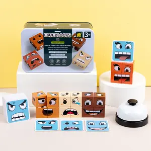 Face-Changing Cube Building Blocks Wooden Expressions Matching Block  Board Games for Family Night Puzzle Games Fun