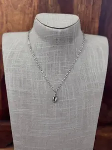 Handmade Silver Plated Cowrie Shell Pendant Chain Necklace 15"-18"