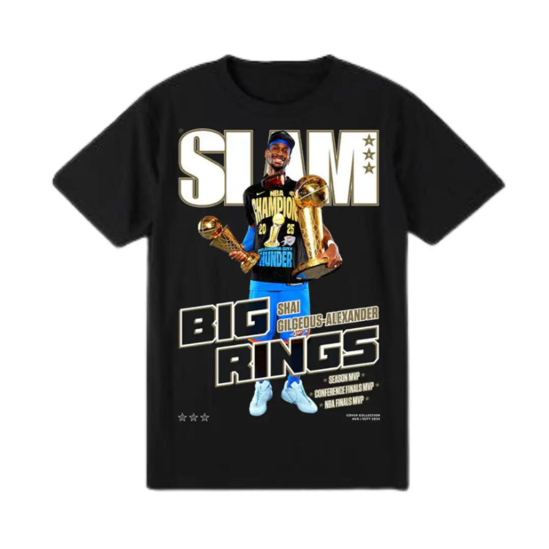 SLAM Shai Gilgeous-Alexander Big Rings shirt, MVP Basketball Champion Graphic shirt for Fans, Vintage Streetwear Game Day Gift