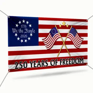 250 Years of Freedom America Banner, We The People Patriotic Fence Banner 1776–2026, USA 250th Anniversary Outdoor Banner, American Independence Celebration Flag, Patriotic Decor Banner For Yard Fence