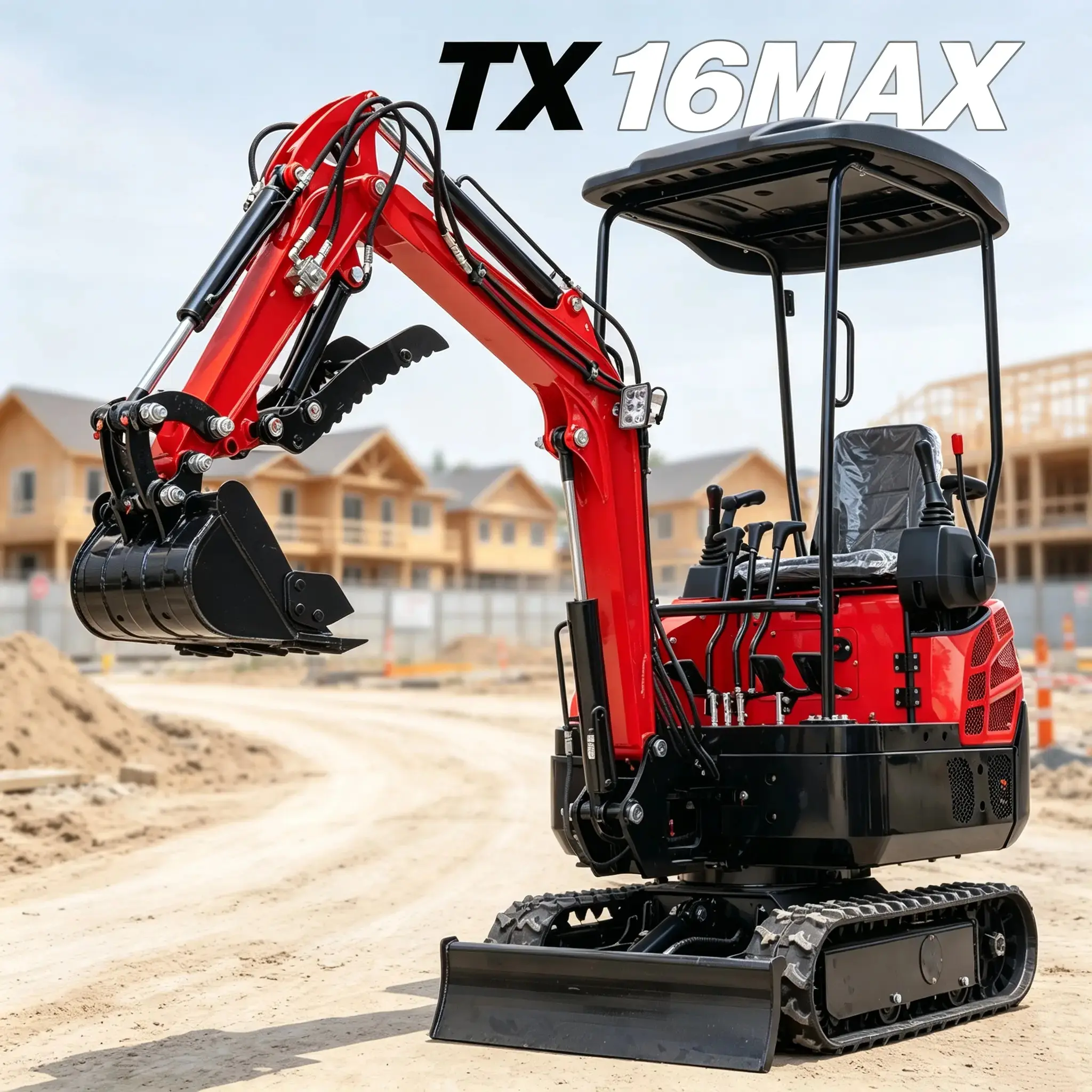 USA Stock MMS 1.6T Crawler Mini Excavator-Duty 13.5 HP Gasoline Engine-Small Digger With Hydraulic Thumb, Bucket, Stamping Integrated Forging Chassis, All-terrain Track Trenching, Ideal For Farms, Gardens, Powerful, Easy To Operate. Fast Delivery