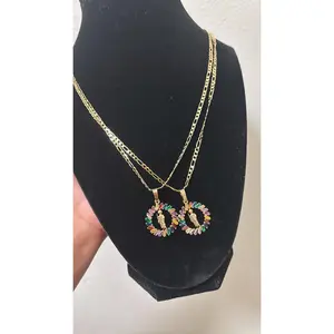 Guadalupe Glam Halo Necklace with Colorful Rhinestones and Gold Chain for Women