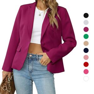 Women's Casual Blazers Long Sleeve Lapel Button Slim Work Office Blazer Jacket Black Basic Fitted High-Quality Fabric Comfortable Flattering Fit White Suit - Clothes