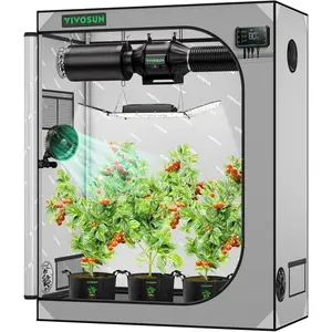 G425 48"x24"x60" Grow Tent 4x2 FT Advanced Gray Grow Tent with 19mm Poles Observation Window & Floor Tray for Hydroponic Plants
