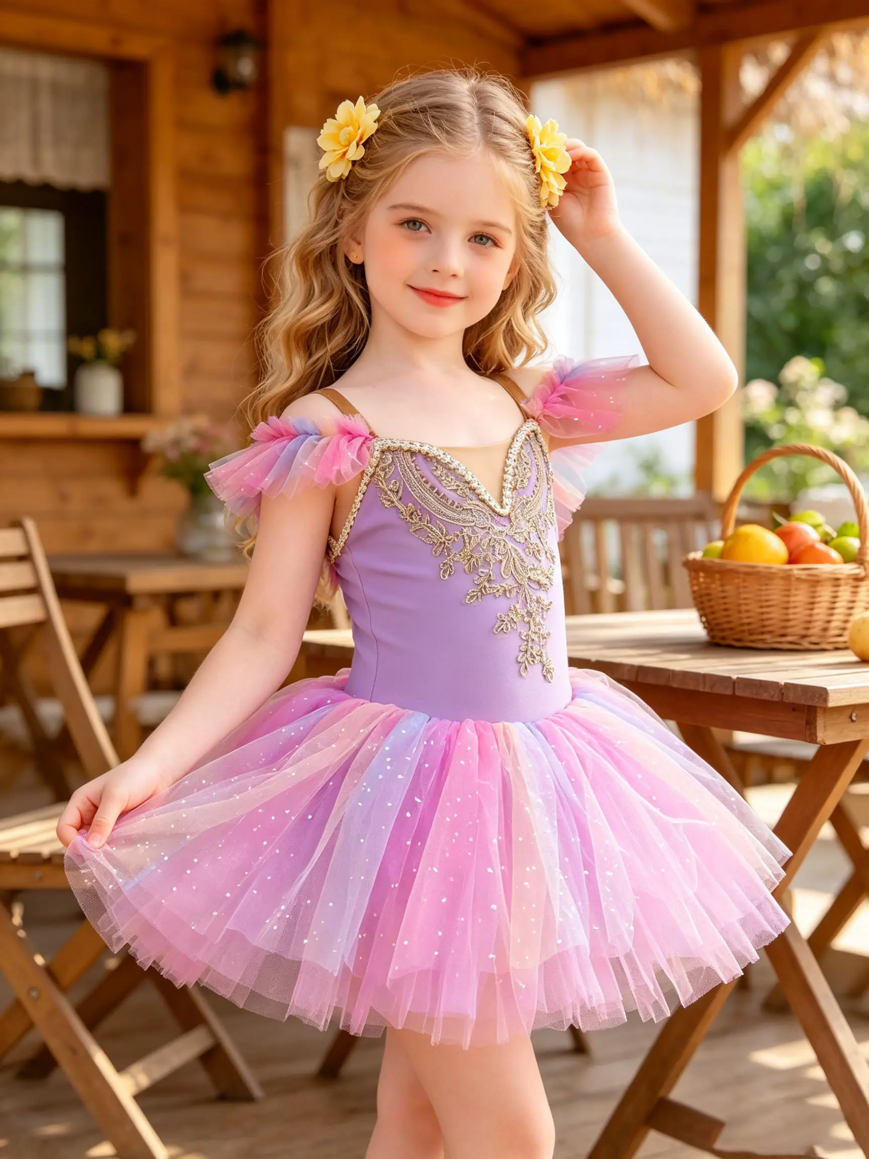 Girls' Off-Shoulder Ballet Tutu Dress - 4-13 Yrs, Nylon Fabric, All Season, Slight Stretch, Gold Embroidery, Sparkling Skirt Tulle Ballerina Costume for Dance Recital, Birthday Party