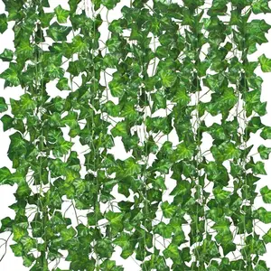 [ NEW DEAL ] 12 Pack Fake Vines for Room Decor Artificial Ivy Garland with Clip Green Flowers Hanging Plants Faux Greenery Leaves Bedroom Aesthetic Decor for Home Garden Wall Wedding