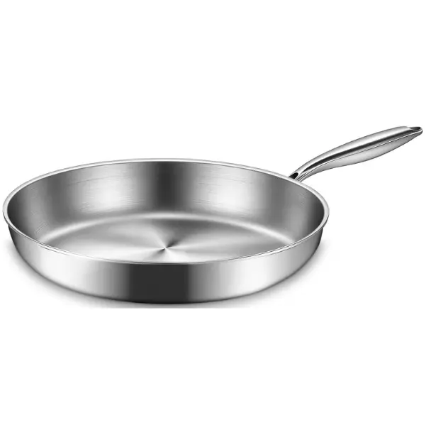12 Inch Stainless Steel Frying Pan, Large Cooking Skillet, Even Heat Kitchen Cookware for Everyday Cooking