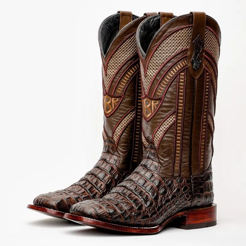 Brown Horn Leather Boots - Square Toe