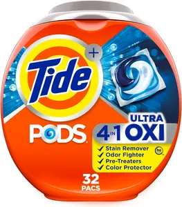 4-n-1 Ultra Oxi Pods Laundry Detergent Pacs, HE Compatible, Built in Pre-Treater for Stains, 32 Count