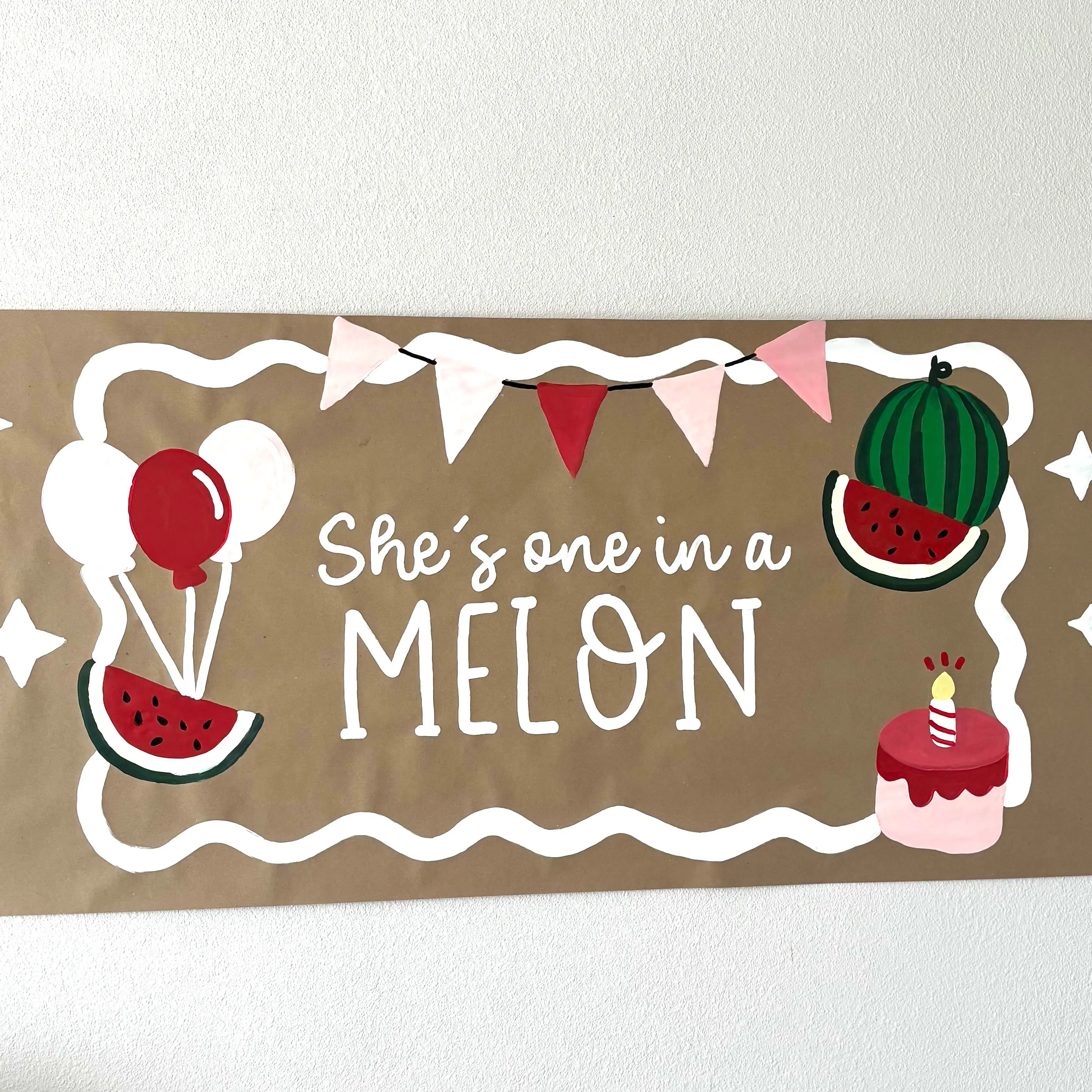 Girl First Birthday Half Birthday Banner Theme Custom Hand-painted Banner