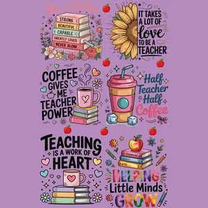 Teacher DTF Transfers  Ready-to-press teacher ,Floral details, Trendy Perfect for shirts, hoodies, tote bags, and custom teacher gifts. Great for small shops, makers, and teacher appreciation orders.