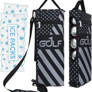 Golf Cooler Bag Plus Ice Pack Soft Sided Insulated Cooler Bag- Holds 6 Pack of Cans or 2 Wine Bottles - Grey Camo Golf Beer Sleeve Black Fits Discreetly in Golf Bags