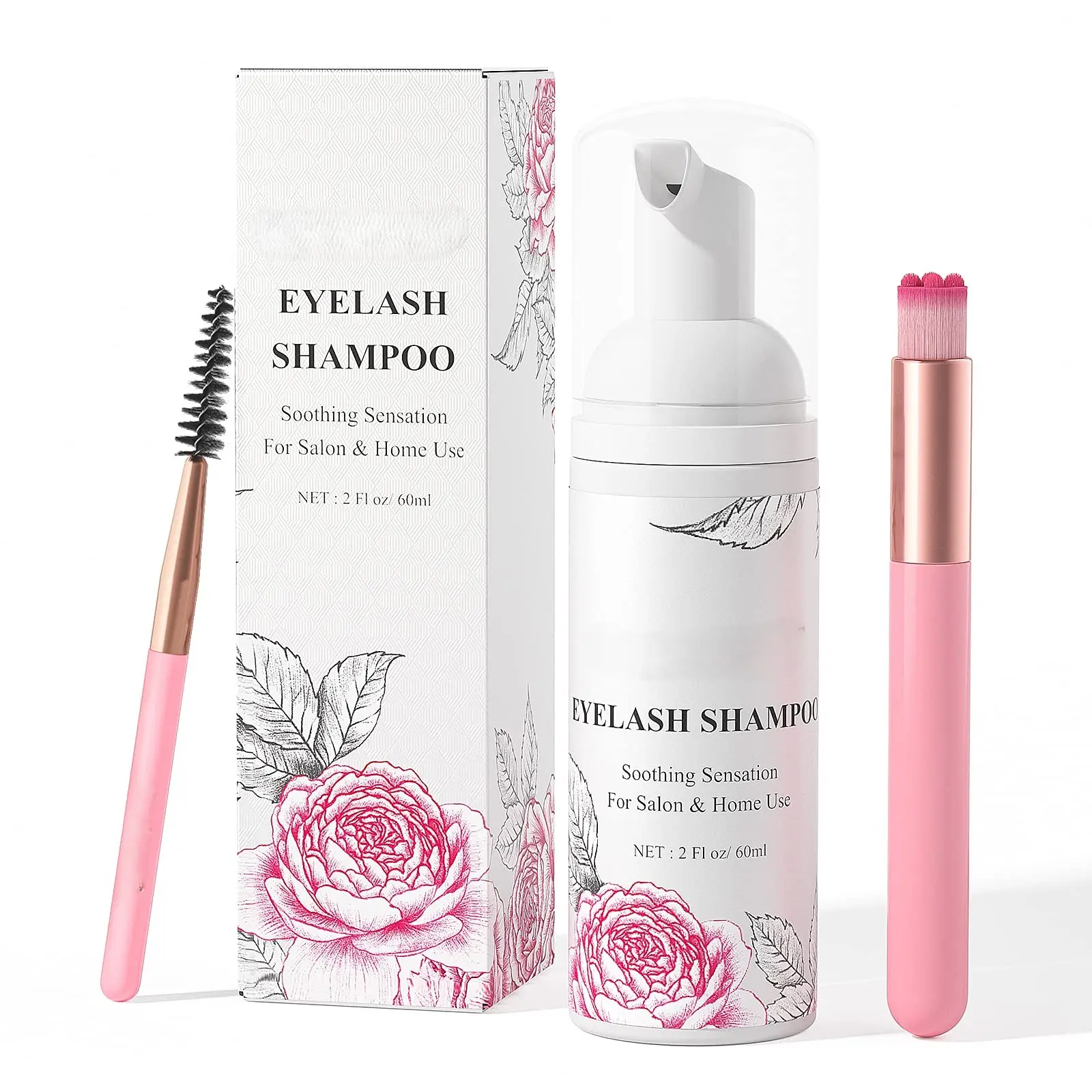 Eyelash Extension Care Foam Kit with Soft Brush, Gentle Lash Wash for a Daily Routine, Keeps Extensions Neat for Home & Salon Use, Lightweight, Lash Routine, Keeps Lashes Neat