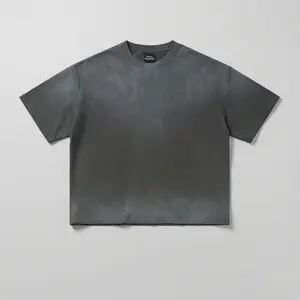 Washed Distressed Boxy Tee (Dark Grey)